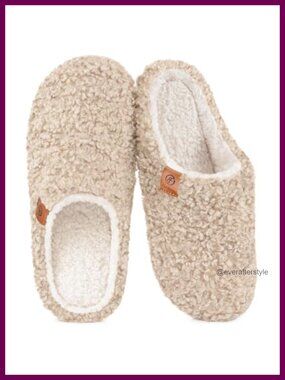 Fuzzy Mule Slippers Slip-On Memory Foam Indoor House Shoes
